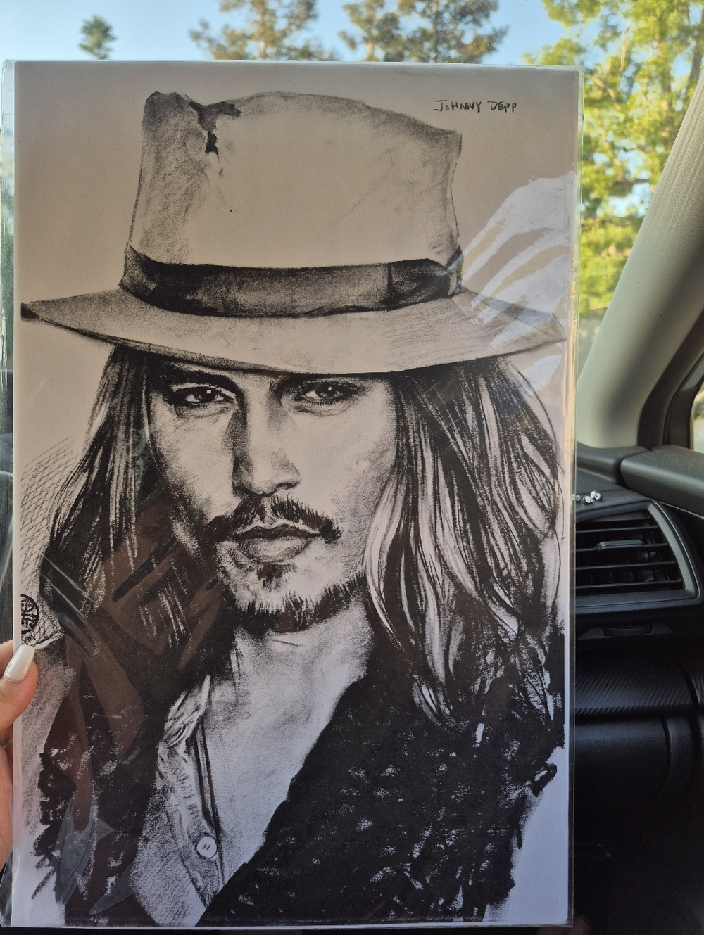 Johnny Depp Art ☆ Official Charcoal Painting Replica Canvas Lightweight Board